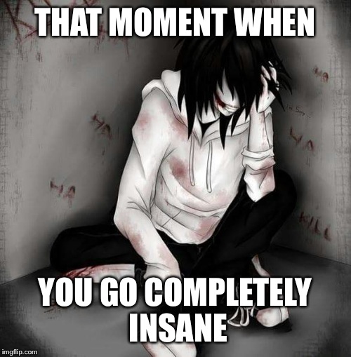 THAT MOMENT WHEN YOU GO COMPLETELY INSANE | image tagged in insane | made w/ Imgflip meme maker