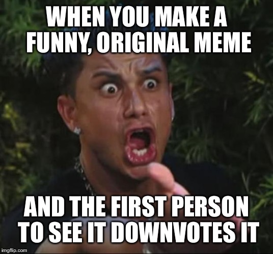 DJ Pauly D Meme | WHEN YOU MAKE A FUNNY, ORIGINAL MEME AND THE FIRST PERSON TO SEE IT DOWNVOTES IT | image tagged in memes,dj pauly d | made w/ Imgflip meme maker