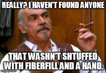 REALLY? I HAVEN'T FOUND ANYONE THAT WASHN'T SHTUFFED WITH FIBERFILL AND A HAND. | made w/ Imgflip meme maker