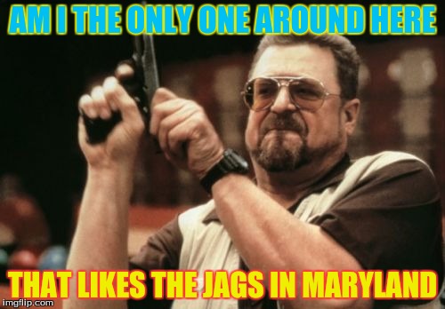 Am I The Only One Around Here | AM I THE ONLY ONE AROUND HERE THAT LIKES THE JAGS IN MARYLAND | image tagged in memes,am i the only one around here | made w/ Imgflip meme maker