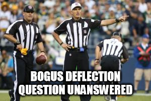 nfl referee  | BOGUS DEFLECTION QUESTION UNANSWERED | image tagged in nfl referee  | made w/ Imgflip meme maker