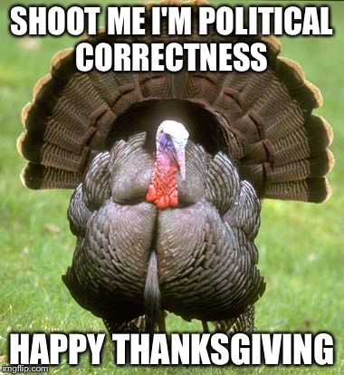 Turkey | SHOOT ME I'M POLITICAL CORRECTNESS HAPPY THANKSGIVING | image tagged in memes,turkey,meme,political correctness,politically correct,thanksgiving | made w/ Imgflip meme maker