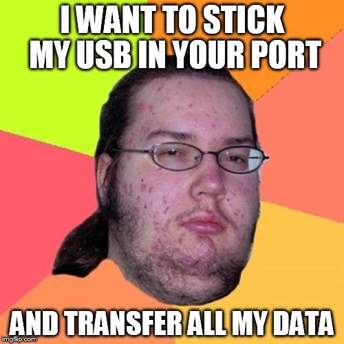 Butthurt Dweller | I WANT TO STICK MY USB IN YOUR PORT AND TRANSFER ALL MY DATA | image tagged in memes,butthurt dweller | made w/ Imgflip meme maker