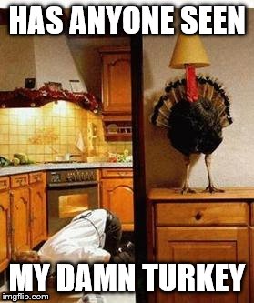 HAS ANYONE SEEN MY DAMN TURKEY | image tagged in thanksgiving | made w/ Imgflip meme maker
