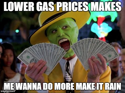 Money Money | LOWER GAS PRICES MAKES ME WANNA DO MORE MAKE IT RAIN | image tagged in memes,money money | made w/ Imgflip meme maker