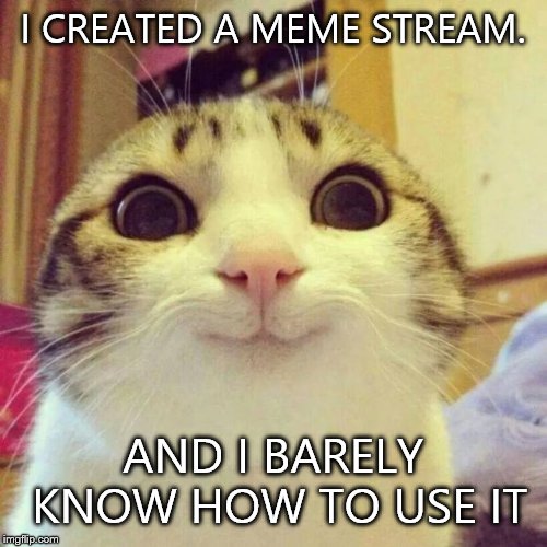 Smiling Cat Meme | I CREATED A MEME STREAM. AND I BARELY KNOW HOW TO USE IT | image tagged in memes,smiling cat | made w/ Imgflip meme maker