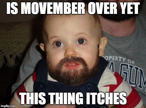 Beard Baby Meme | IS MOVEMBER OVER YET THIS THING ITCHES | image tagged in memes,beard baby,movember | made w/ Imgflip meme maker