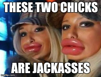 Duck Face Chicks Meme | THESE TWO CHICKS ARE JACKASSES | image tagged in memes,duck face chicks | made w/ Imgflip meme maker
