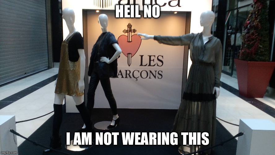 Fashion Elitist | HEIL NO I AM NOT WEARING THIS | image tagged in heil hitler | made w/ Imgflip meme maker