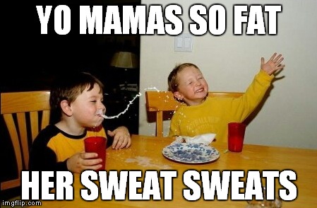 Back then when yo mama jokes was cool | YO MAMAS SO FAT HER SWEAT SWEATS | image tagged in memes,yo mamas so fat | made w/ Imgflip meme maker