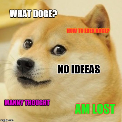 Doge Meme | WHAT DOGE? HOW TO EVEN DOGE? NO IDEEAS MANNY THOUGHT AM LOST | image tagged in memes,doge | made w/ Imgflip meme maker