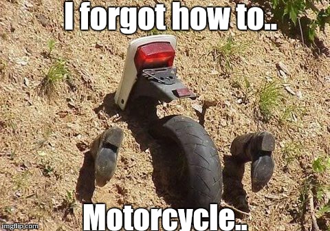 Anybody got a shovel? | I forgot how to.. Motorcycle.. | image tagged in i forgot | made w/ Imgflip meme maker