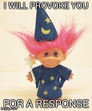 Troll Doll Wizard | I WILL PROVOKE YOU FOR A RESPONSE | image tagged in troll doll wizard | made w/ Imgflip meme maker