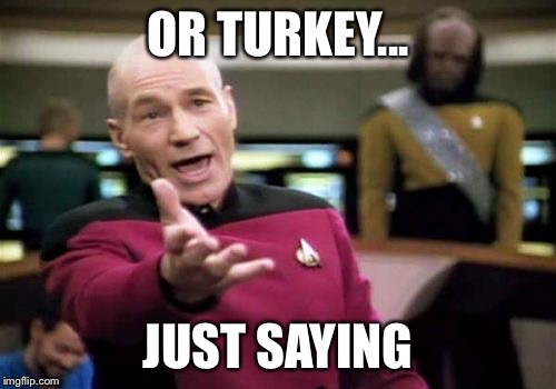 Picard Wtf Meme | OR TURKEY... JUST SAYING | image tagged in memes,picard wtf | made w/ Imgflip meme maker