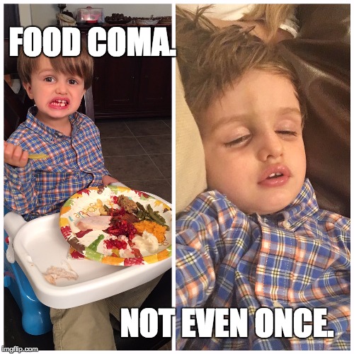 FOOD COMA. NOT EVEN ONCE. | made w/ Imgflip meme maker