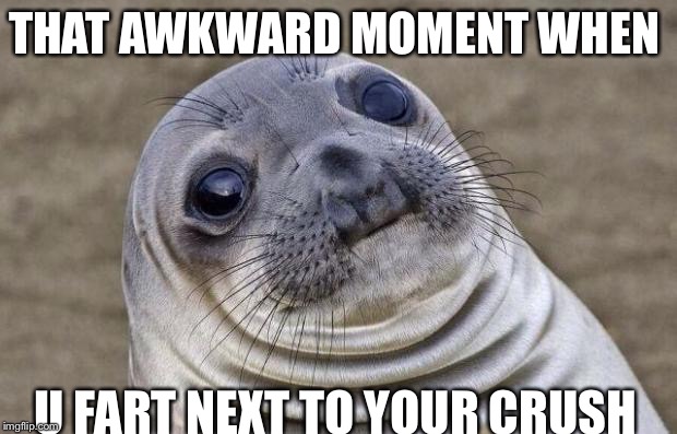 Awkward Moment Sealion | THAT AWKWARD MOMENT WHEN U FART NEXT TO YOUR CRUSH | image tagged in memes,awkward moment sealion | made w/ Imgflip meme maker