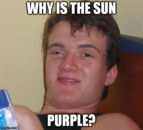 How does I soberz? | WHY IS THE SUN PURPLE? | image tagged in memes,10 guy | made w/ Imgflip meme maker