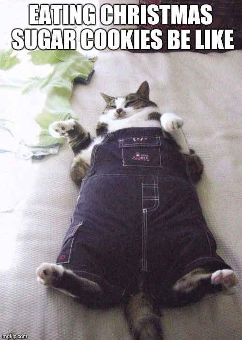 Fat Cat Meme | EATING CHRISTMAS SUGAR COOKIES BE LIKE | image tagged in memes,fat cat | made w/ Imgflip meme maker
