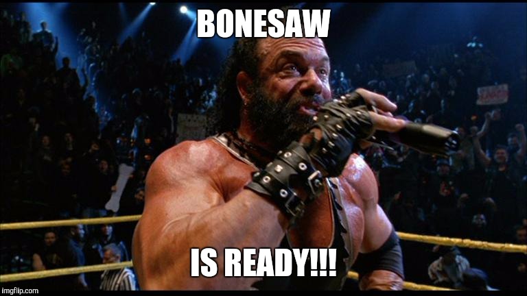 Bonesaw | BONESAW IS READY!!! | image tagged in macho man,cameo,spiderman | made w/ Imgflip meme maker