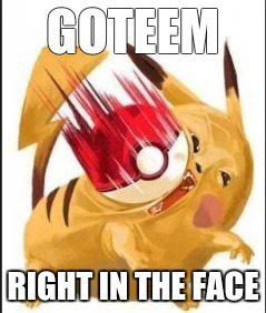 GOTEEM RIGHT IN THE FACE | image tagged in pokemon,memes | made w/ Imgflip meme maker