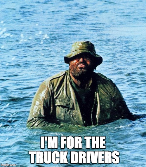 I'M FOR THE TRUCK DRIVERS | image tagged in hippopotamus | made w/ Imgflip meme maker