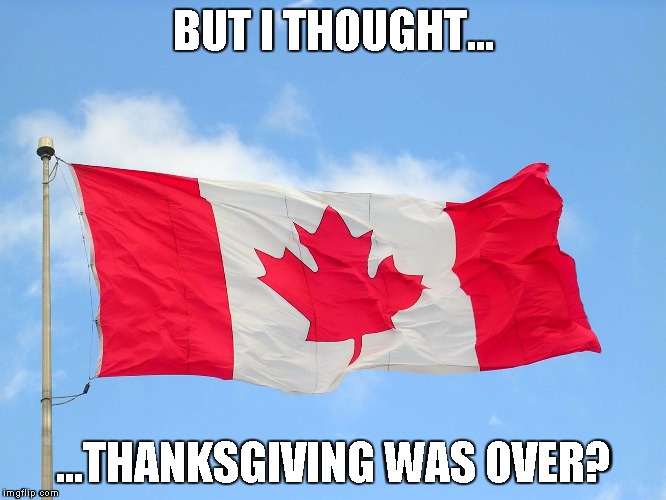 BUT I THOUGHT... ...THANKSGIVING WAS OVER? | image tagged in canada | made w/ Imgflip meme maker