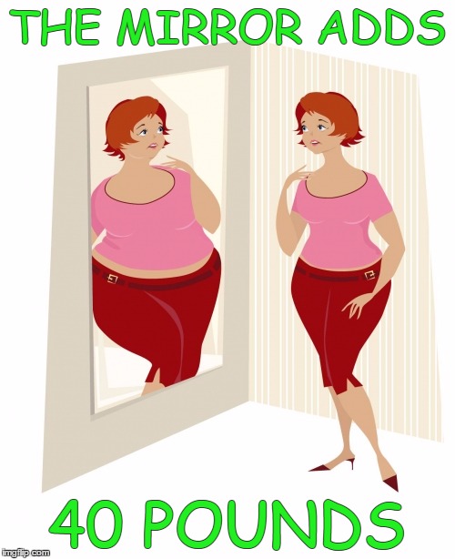 THE MIRROR ADDS 40 POUNDS | made w/ Imgflip meme maker