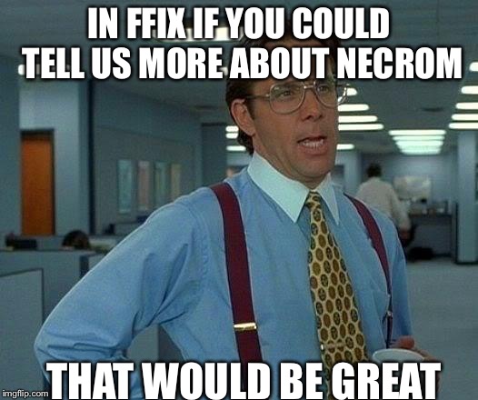That Would Be Great | IN FFIX IF YOU COULD TELL US MORE ABOUT NECROM THAT WOULD BE GREAT | image tagged in memes,that would be great,ffix,necrom,funny | made w/ Imgflip meme maker