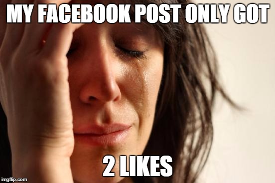 The Struggle Is Real | MY FACEBOOK POST ONLY GOT 2 LIKES | image tagged in memes,first world problems,funny | made w/ Imgflip meme maker