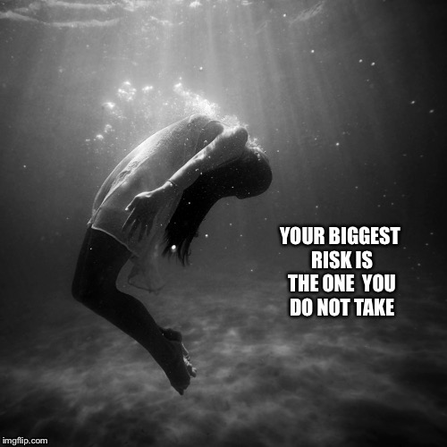 Your biggest riskIs the one You do not take | YOUR BIGGEST RISKIS THE ONE YOU DO NOT TAKE | image tagged in risk,water,motivation | made w/ Imgflip meme maker