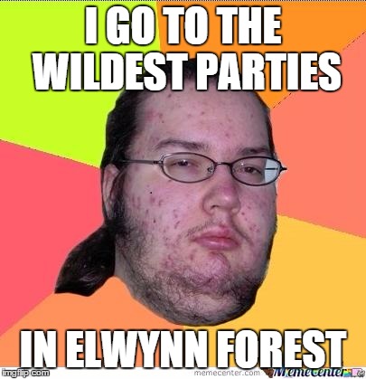 Nerd | I GO TO THE WILDEST PARTIES IN ELWYNN FOREST | image tagged in nerd | made w/ Imgflip meme maker