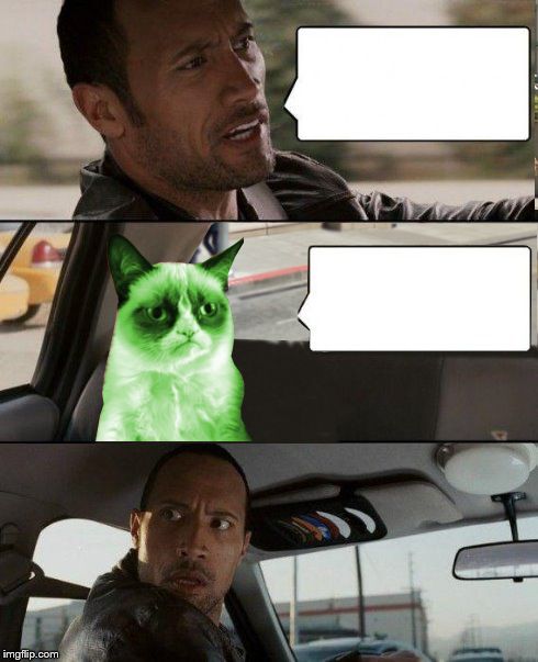The Rock driving Radioactive Grumpy Cat Blank Meme Template