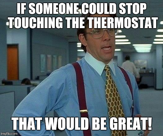 That Would Be Great Meme | IF SOMEONE COULD STOP TOUCHING THE THERMOSTAT THAT WOULD BE GREAT! | image tagged in memes,that would be great | made w/ Imgflip meme maker