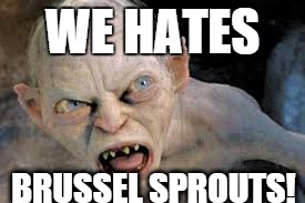 golum hates | WE HATES BRUSSEL SPROUTS! | image tagged in golum hates | made w/ Imgflip meme maker