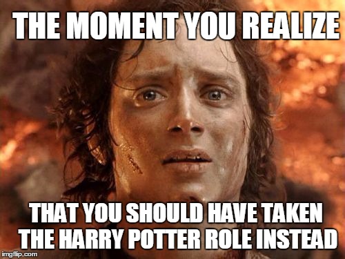 It's Finally Over | THE MOMENT YOU REALIZE THAT YOU SHOULD HAVE TAKEN THE HARRY POTTER ROLE INSTEAD | image tagged in memes,its finally over | made w/ Imgflip meme maker