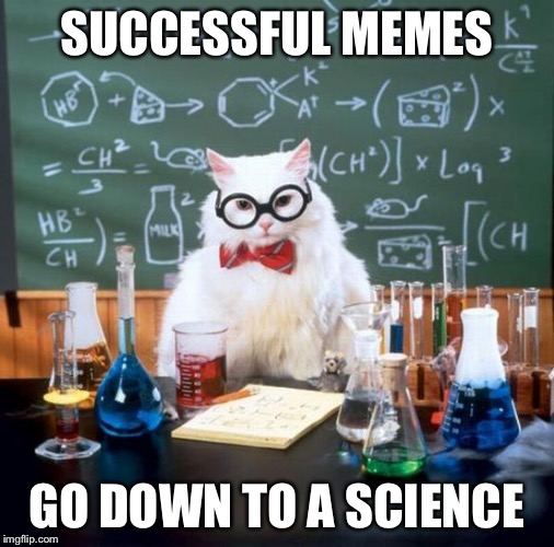 Chemistry Cat | SUCCESSFUL MEMES GO DOWN TO A SCIENCE | image tagged in memes,chemistry cat | made w/ Imgflip meme maker
