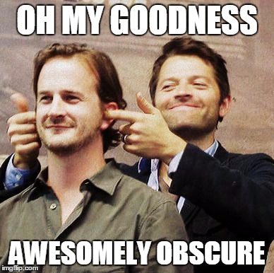 Richard Speight Jr and Misha Collins | OH MY GOODNESS AWESOMELY OBSCURE | image tagged in richard speight jr and misha collins | made w/ Imgflip meme maker