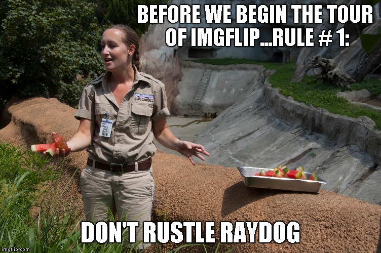 BEFORE WE BEGIN THE TOUR OF IMGFLIP...RULE # 1: DON'T RUSTLE RAYDOG | made w/ Imgflip meme maker