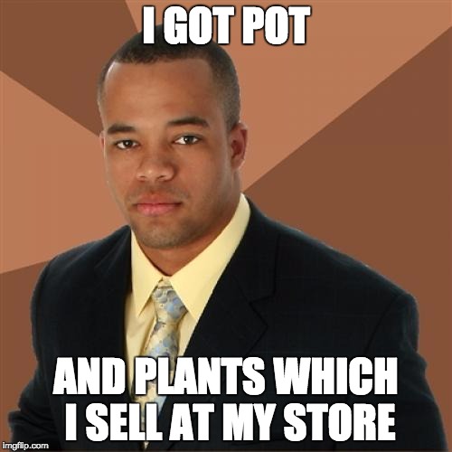 Successful Black Man | I GOT POT AND PLANTS WHICH I SELL AT MY STORE | image tagged in memes,successful black man | made w/ Imgflip meme maker