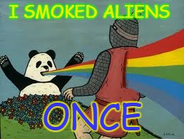 panda killz | I SMOKED ALIENS ONCE | image tagged in panda killz | made w/ Imgflip meme maker