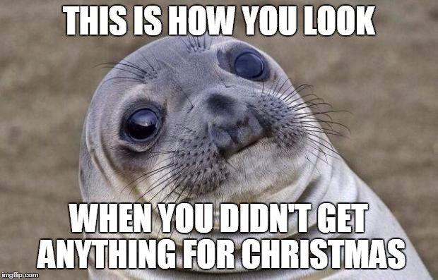 Awkward Moment Sealion | THIS IS HOW YOU LOOK WHEN YOU DIDN'T GET ANYTHING FOR CHRISTMAS | image tagged in memes,awkward moment sealion | made w/ Imgflip meme maker