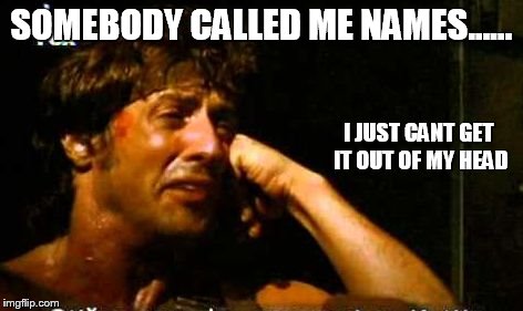 crybo | SOMEBODY CALLED ME NAMES...... I JUST CANT GET IT OUT OF MY HEAD | image tagged in crybo | made w/ Imgflip meme maker