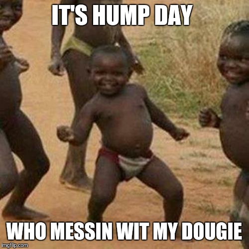 Third World Success Kid Meme | IT'S HUMP DAY WHO MESSIN WIT MY DOUGIE | image tagged in memes,third world success kid | made w/ Imgflip meme maker