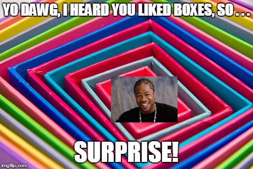 YO DAWG, I HEARD YOU LIKED BOXES, SO . . . SURPRISE! | made w/ Imgflip meme maker