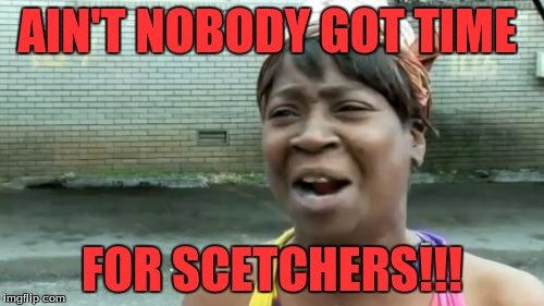 Ain't Nobody Got Time For That | AIN'T NOBODY GOT TIME FOR SCETCHERS!!! | image tagged in memes,aint nobody got time for that | made w/ Imgflip meme maker