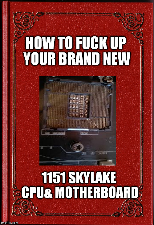 blank book | HOW TO F**K UP YOUR BRAND NEW 1151 SKYLAKE CPU& MOTHERBOARD | image tagged in blank book | made w/ Imgflip meme maker