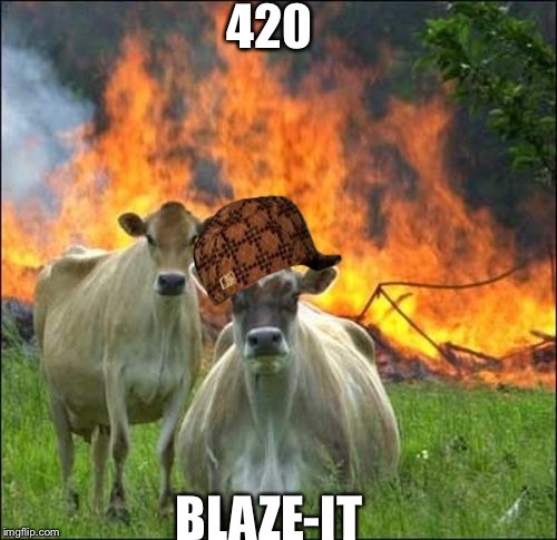 Evil Cows | 420 BLAZE-IT | image tagged in memes,evil cows,scumbag | made w/ Imgflip meme maker