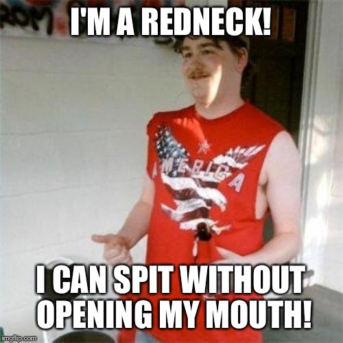 Redneck Randal | I'M A REDNECK! I CAN SPIT WITHOUT OPENING MY MOUTH! | image tagged in memes,redneck randal | made w/ Imgflip meme maker