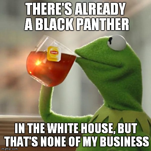 But That's None Of My Business Meme | THERE'S ALREADY A BLACK PANTHER IN THE WHITE HOUSE, BUT THAT'S NONE OF MY BUSINESS | image tagged in memes,but thats none of my business,kermit the frog | made w/ Imgflip meme maker