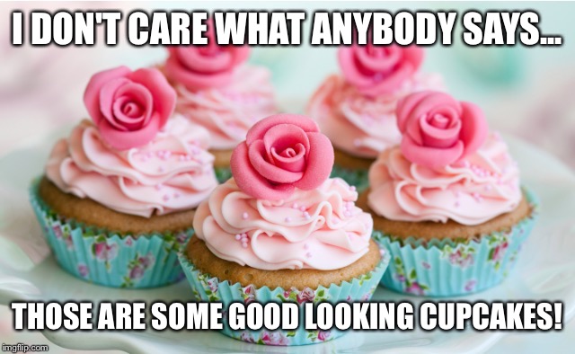 I DON'T CARE WHAT ANYBODY SAYS... THOSE ARE SOME GOOD LOOKING CUPCAKES! | made w/ Imgflip meme maker